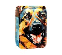 Custodia per organizer per rossetto da viaggio,borsa per trucco portatile con specchio,Modello animale colorato cane pastore