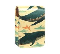 Custodia per organizer per rossetto da viaggio,borsa per trucco portatile con specchio,Modello animale di arte balena