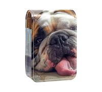 Custodia per organizer per rossetto da viaggio,borsa per trucco portatile con specchio,modello di bulldog carino cane
