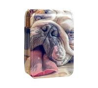 Custodia per organizer per rossetto da viaggio,borsa per trucco portatile con specchio,modello di bulldog carino cane