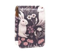 Custodia per organizer per rossetto da viaggio,borsa per trucco portatile con specchio,Modello di fiore animale simpatico coniglio