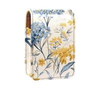 Custodia per organizer per rossetto da viaggio,borsa per trucco portatile con specchio,Modello di fiore giallo vettoriale autunnale