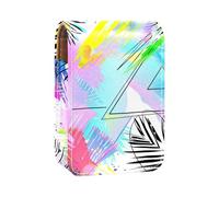 Custodia per organizer per rossetto da viaggio,borsa per trucco portatile con specchio,modello di foglie tropicali colorate