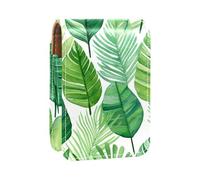 Custodia per organizer per rossetto da viaggio,borsa per trucco portatile con specchio,Modello di foglie tropicali hawaii