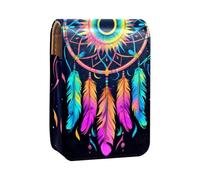 Custodia per organizer per rossetto da viaggio,borsa per trucco portatile con specchio,Modello di piume Art Dreamcatcher