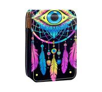 Custodia per organizer per rossetto da viaggio,borsa per trucco portatile con specchio,Modello di piume Art Dreamcatcher