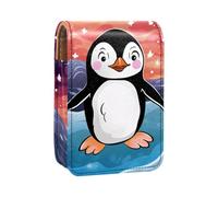 Custodia per organizer per rossetto da viaggio,borsa per trucco portatile con specchio,Modello di pinguino simpatico cartone animato