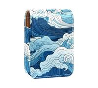 Custodia per organizer per rossetto da viaggio,borsa per trucco portatile con specchio,modello senza cuciture dell'onda astratta