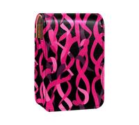 Custodia per organizer per rossetto da viaggio,borsa per trucco portatile con specchio,Nastro rosa per cancro al seno