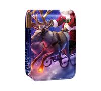 Custodia per organizer per rossetto da viaggio,borsa per trucco portatile con specchio,Natale Babbo Natale Winter Deer Moon