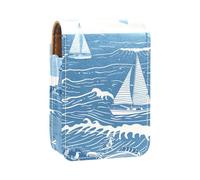 Custodia per organizer per rossetto da viaggio,borsa per trucco portatile con specchio,nave faro modello mare