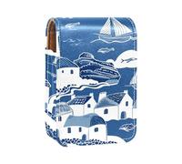 Custodia per organizer per rossetto da viaggio,borsa per trucco portatile con specchio,nave faro modello mare