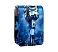 Custodia per organizer per rossetto da viaggio,borsa per trucco portatile con specchio,Nota musicale modello Galaxy blu