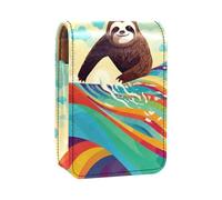 Custodia per organizer per rossetto da viaggio,borsa per trucco portatile con specchio,Onda astratta Sloth Surf