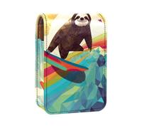 Custodia per organizer per rossetto da viaggio,borsa per trucco portatile con specchio,Onda astratta Sloth Surf