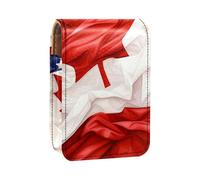 Custodia per organizer per rossetto da viaggio,borsa per trucco portatile con specchio,Onda della bandiera degli Stati Uniti canadesi