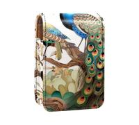 Custodia per organizer per rossetto da viaggio,borsa per trucco portatile con specchio,pavone delle coppie dell'albero della foresta