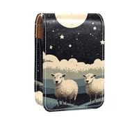 Custodia per organizer per rossetto da viaggio,borsa per trucco portatile con specchio,Pecore del fumetto divertenti