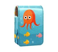Custodia per organizer per rossetto da viaggio,borsa per trucco portatile con specchio,Pesci nel mondo del mare