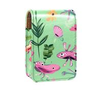 Custodia per organizer per rossetto da viaggio,borsa per trucco portatile con specchio,rana del fiore della libellula del fumetto