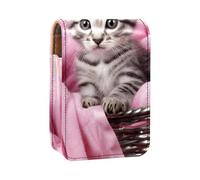 Custodia per organizer per rossetto da viaggio,borsa per trucco portatile con specchio,Ritratto di gattino gatto