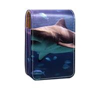 Custodia per organizer per rossetto da viaggio,borsa per trucco portatile con specchio,Squalo pesce del mondo marino