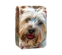 Custodia per organizer per rossetto da viaggio,borsa per trucco portatile con specchio,stile di arte della pittura del cane
