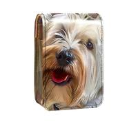 Custodia per organizer per rossetto da viaggio,borsa per trucco portatile con specchio,stile di arte della pittura del cane