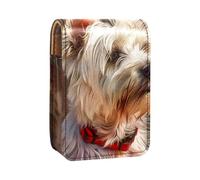 Custodia per organizer per rossetto da viaggio,borsa per trucco portatile con specchio,stile di arte della pittura del cane