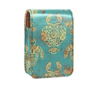 Custodia per organizer per rossetto da viaggio,borsa per trucco portatile con specchio,Stile etnico Tartaruga di mare dorata