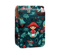 Custodia per organizer per rossetto da viaggio,borsa per trucco portatile con specchio,tema dell'oceano dei pirati dei cartoni animati