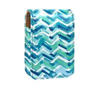 Custodia per organizer per rossetto da viaggio,borsa per trucco portatile con specchio,Trama della linea grafica dell'onda