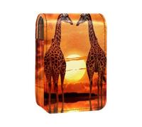 Custodia per organizer per rossetto da viaggio,borsa per trucco portatile con specchio,Tramonto animale della giraffa dell'Africa