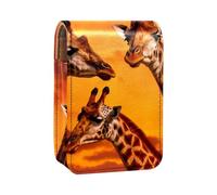 Custodia per organizer per rossetto da viaggio,borsa per trucco portatile con specchio,Tramonto animale della giraffa dell'Africa