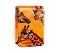 Custodia per organizer per rossetto da viaggio,borsa per trucco portatile con specchio,Tramonto animale della giraffa dell'Africa