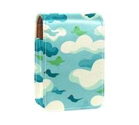 Custodia per organizer per rossetto da viaggio,borsa per trucco portatile con specchio,uccelli che volano e nuvole