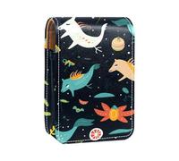 Custodia per organizer per rossetto da viaggio,borsa per trucco portatile con specchio,unicorno nello spazio della galassia