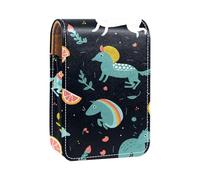 Custodia per organizer per rossetto da viaggio,borsa per trucco portatile con specchio,unicorno nello spazio della galassia