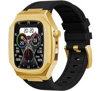 Custodia per orologi in metallo+fascia d'oro in gomma ， per Series 8/7 45mm 6/5/4 SE 44mm fai -da -te ， kit di modifica della custodia in acciaio inossidabile in acciaio inossidabile in silicone
