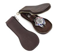 Custodia per Orologio con Cerniera in Vera Pelle, Borsa Porta Orologi Singola per Uomo Donna, Organizzatore di Accessori Portatile Orologio Organizer, Vintage Orologi Sacchetto per Affari Coffee
