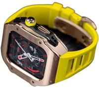 Custodia per orologio in acciaio inossidabile RM Style+kit di mod cinturino in gomma,For Ultra 8 7 6 5 4 SE 49 mm 45 mm 44 mm, da uomo in gomma kit di modifica dell'orologio con cinturino, 45MM