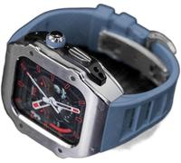 Custodia per orologio in acciaio inossidabile RM Style+kit di mod cinturino in gomma,For Ultra 8 7 6 5 4 SE 49 mm 45 mm 44 mm, da uomo in gomma kit di modifica dell'orologio con cinturino, 44MM