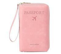 Custodia per passaporti in pelle PU custodia a portafoglio da viaggio cover per biglietti da visita, carte d'imbarco, passaporto, custodia per passaporto, portafoglio con cerniera, biglietti da