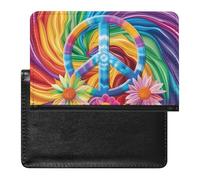 Custodia per passaporto colorata con simbolo della pace tie dye carino custodia per passaporto con slot per carte di credito custodia per passaporto da viaggio, Stile:, Taglia unica