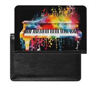 Custodia per passaporto colorata per tastiera pianoforte, note musicali, custodia per passaporto in pelle PU di alta qualità, custodia portatile per passaporto da viaggio, unisex, organizer per