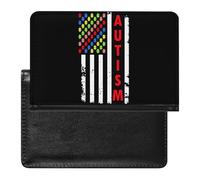 Custodia per passaporto con bandiera americana autismo, con scomparto per carte di credito, custodia per passaporto da viaggio, Stile:, Taglia unica