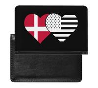 Custodia per passaporto con bandiera della Danimarca e bandiera dell'America nera, custodia per passaporto con slot per carte di credito, custodia per passaporto da viaggio, Stile:, Taglia unica