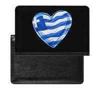 Custodia per passaporto con bandiera della Grecia con cuore e porta carte di credito, custodia per passaporto da viaggio, Stile:, Taglia unica