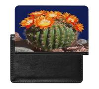 Custodia per passaporto con cactus in fiore con scomparti per carte di credito, custodia portatile per passaporto, protezione impermeabile compatta