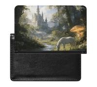 Custodia per passaporto con castello delle fate della foresta, custodia per passaporto in pelle PU di alta qualità, custodia portatile da viaggio, unisex, organizer per documenti essenziali da viaggio